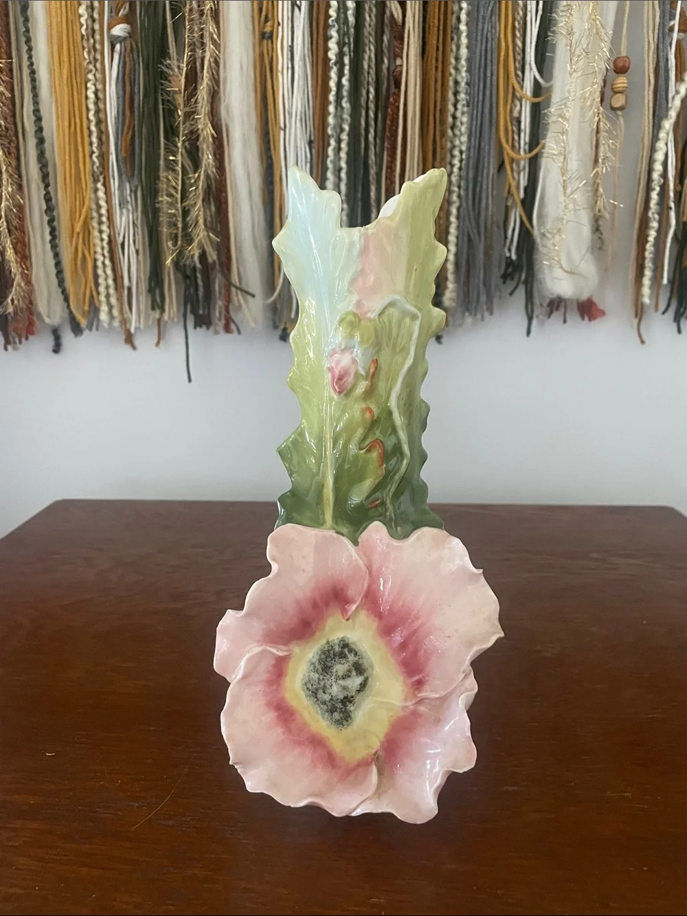 Hand-Painted Ceramic Pink Floral Bud Vase rare style mid century vibes